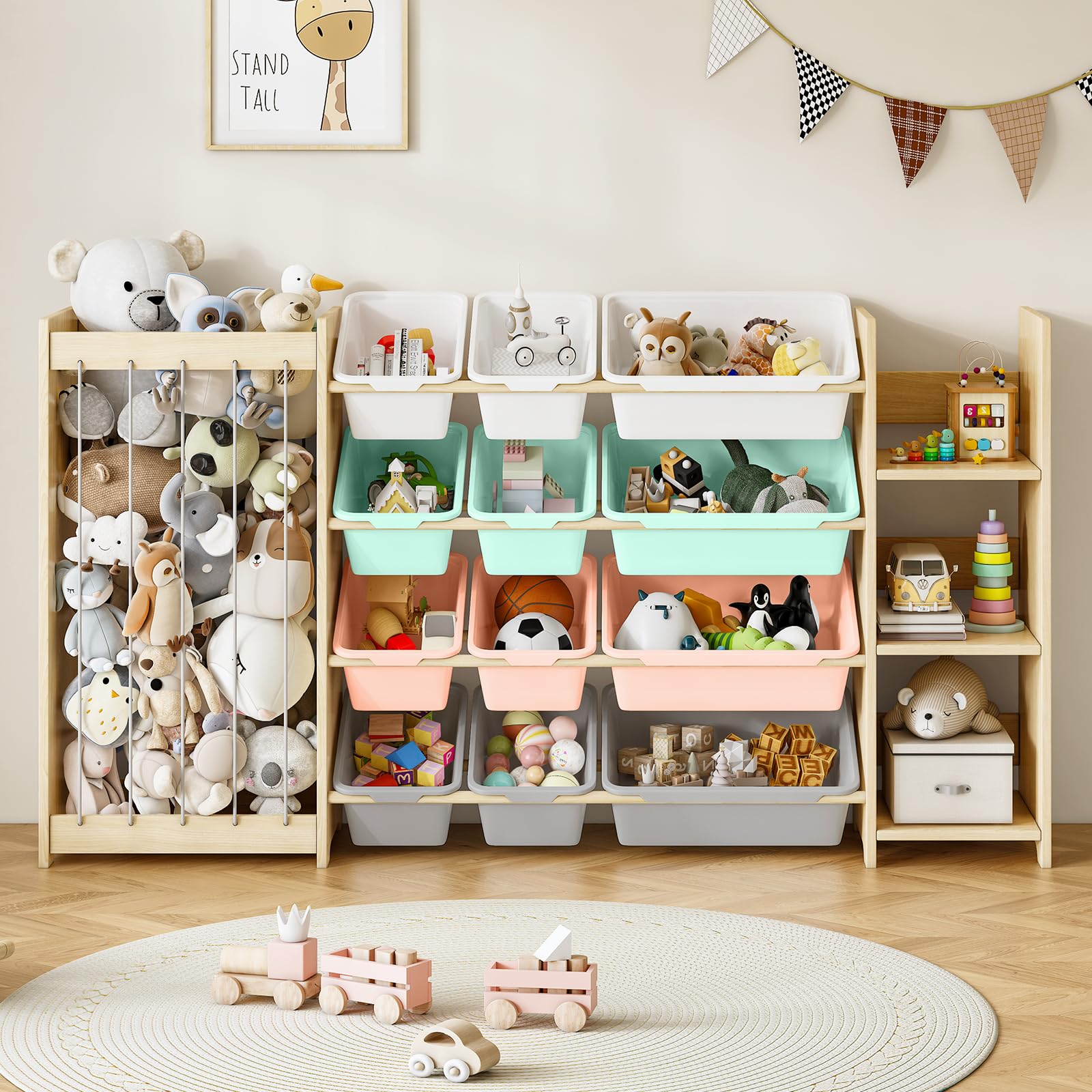 3-in-1 Toy Storage Organizer with Bookcase and Storage Bins