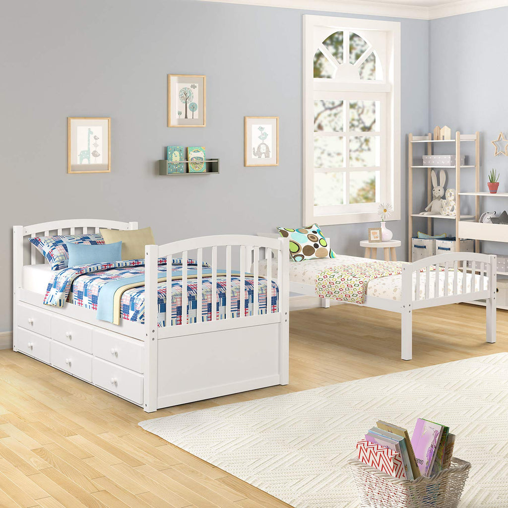Bunk Bed with Safety Rail and Ladder