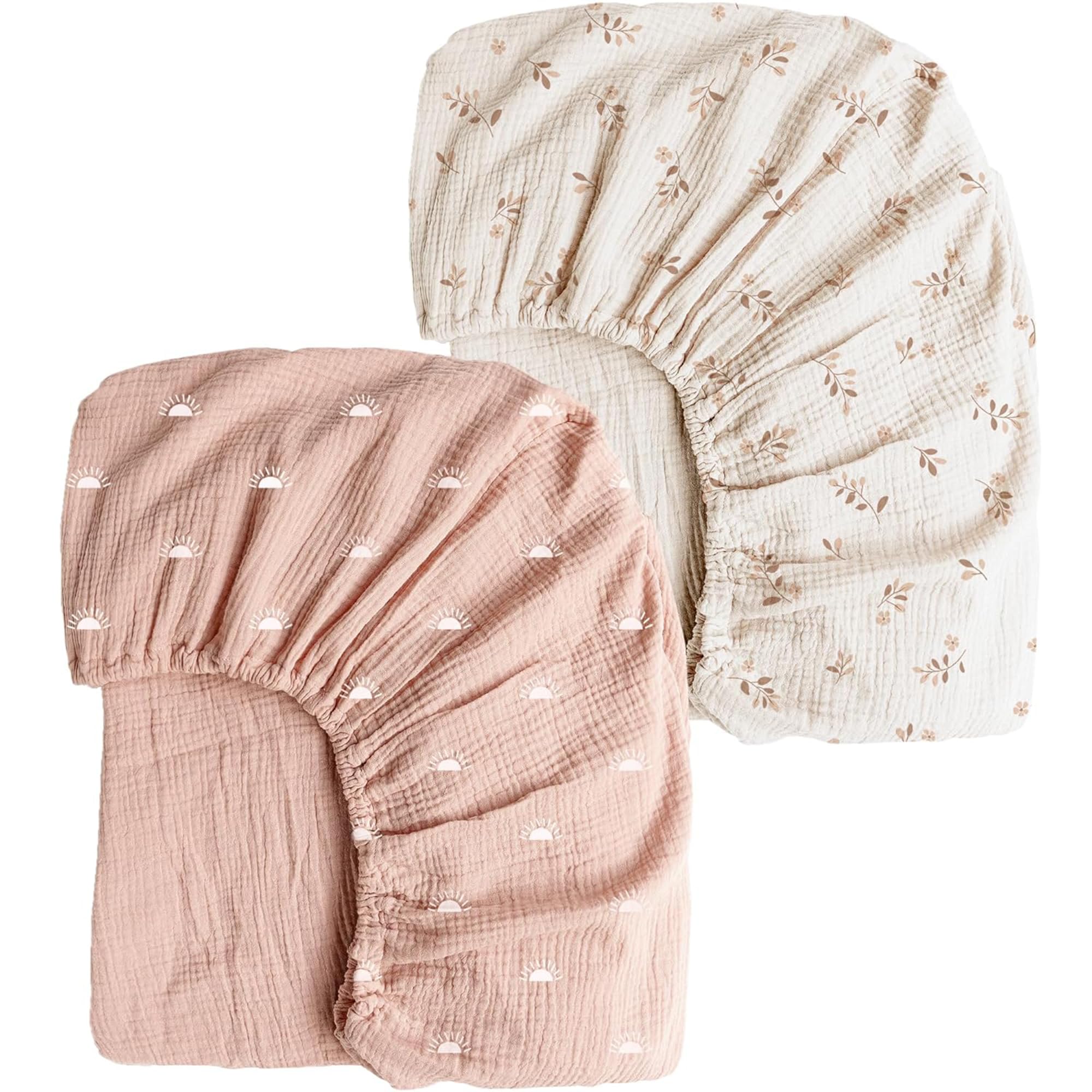 2-Pack Muslin Crib Sheets – Soft and Breathable Cotton for Standard Crib