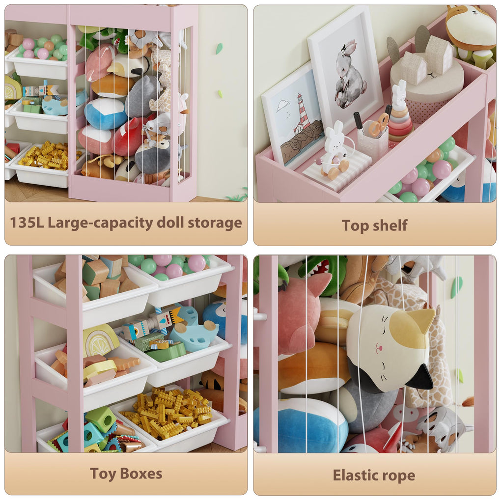 Large Toy Storage Organizer with Removable Bins and Bookshelf