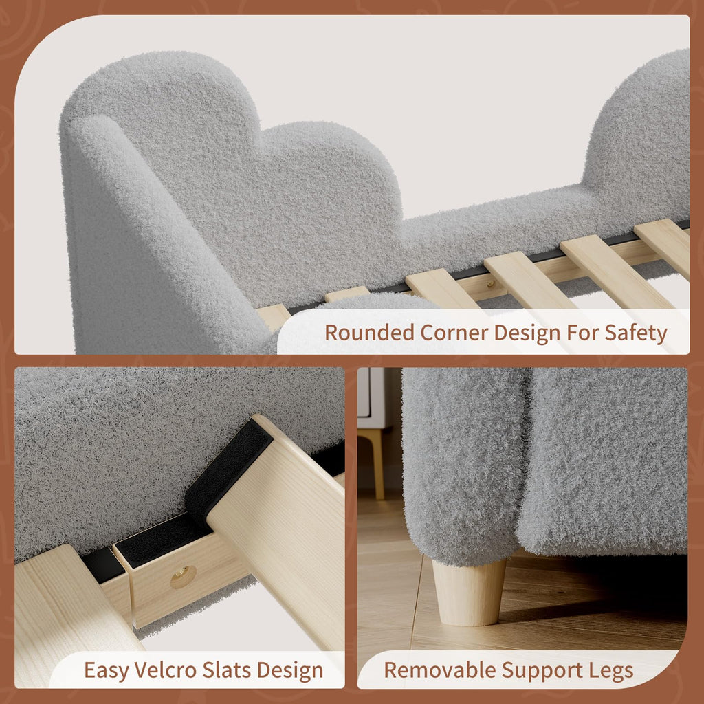 Upholstered Toddler Floor Bed for Kids Ages 3-7