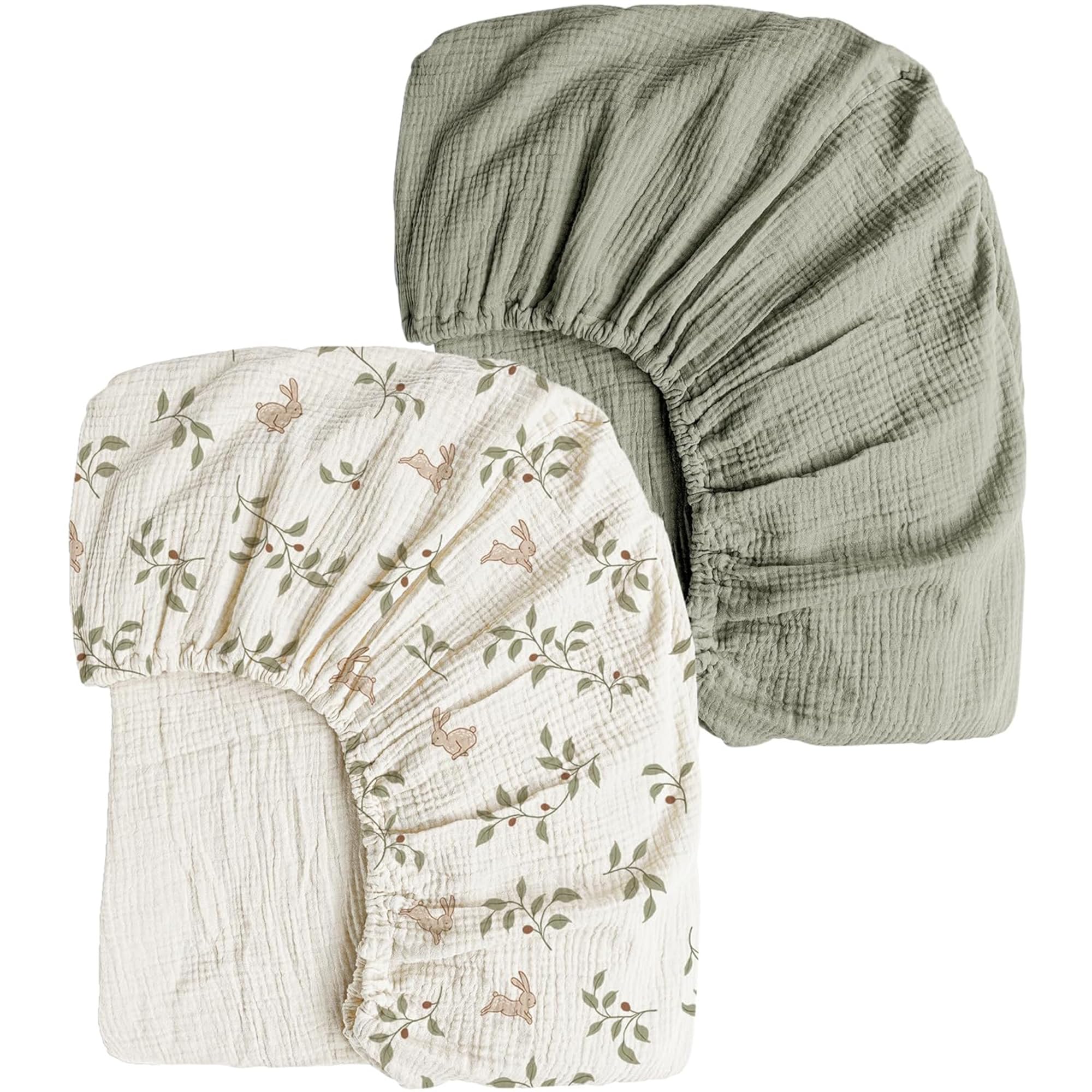 2-Pack Muslin Crib Sheets – Soft and Breathable Cotton for Standard Crib