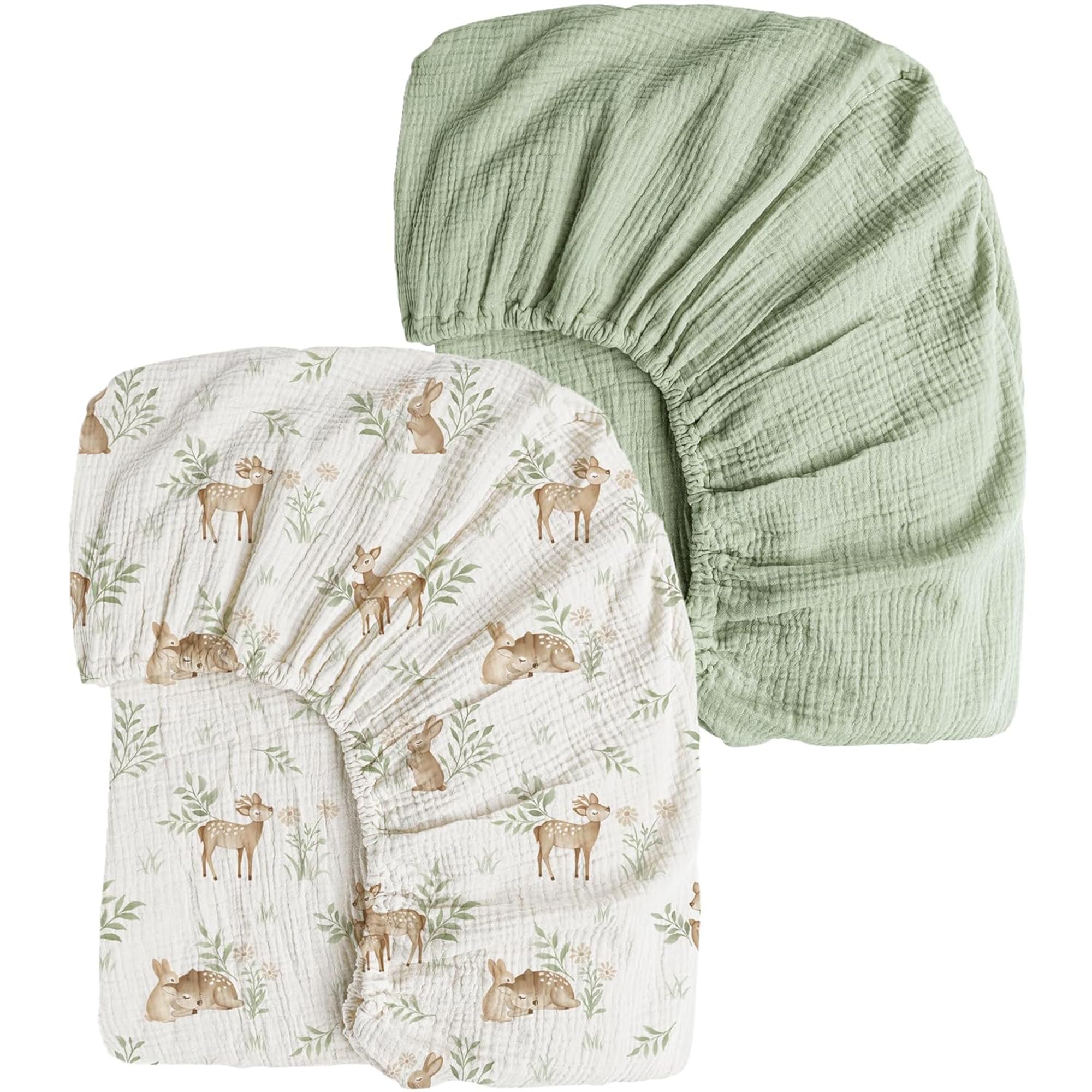 2-Pack Muslin Crib Sheets – Soft and Breathable Cotton for Standard Crib