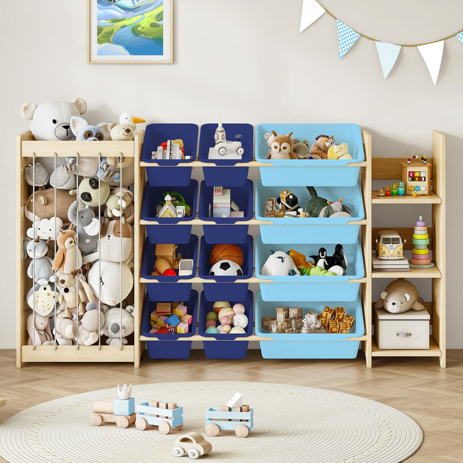 3-in-1 Toy Storage Organizer with Bookcase and Storage Bins