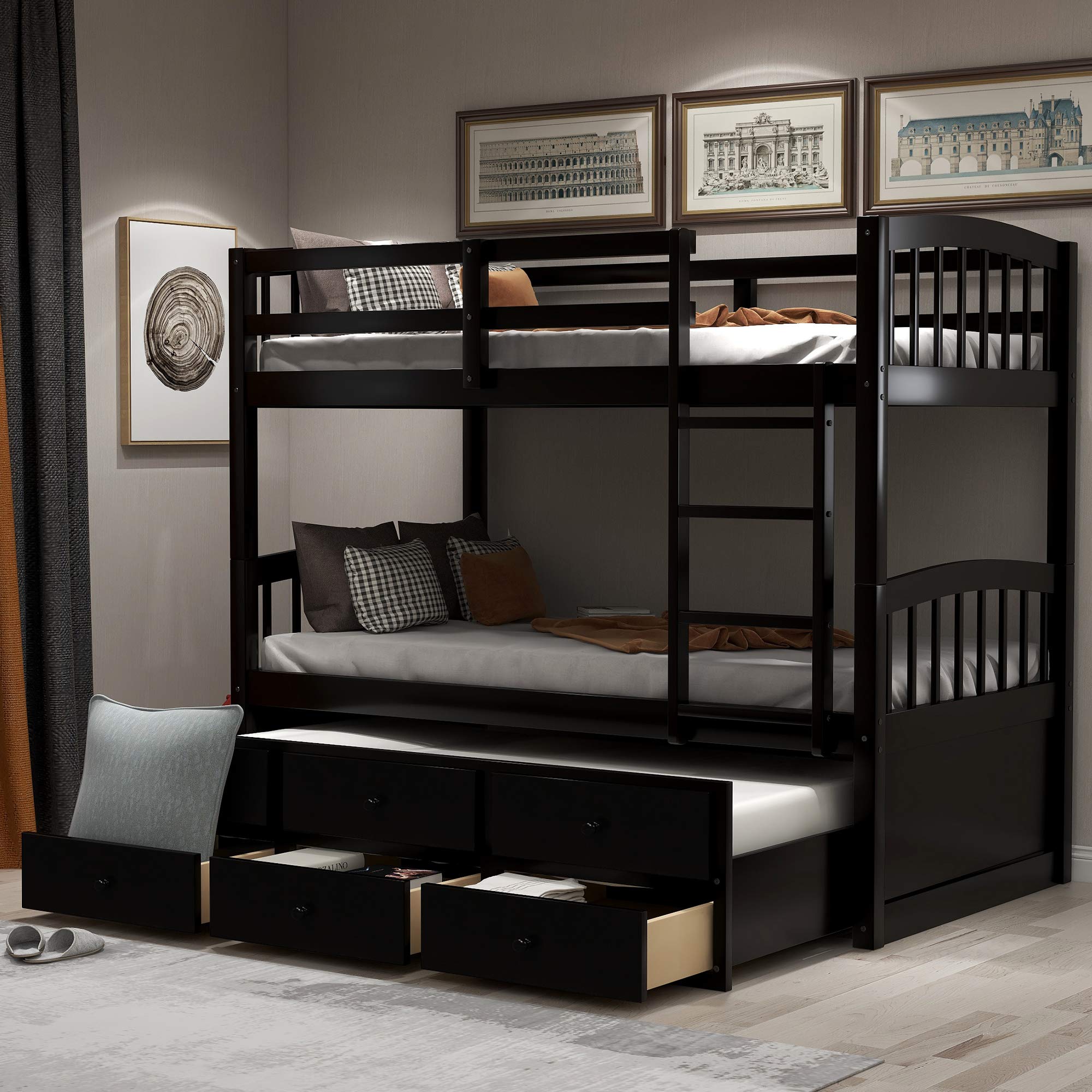 Bunk Bed with Safety Rail and Ladder