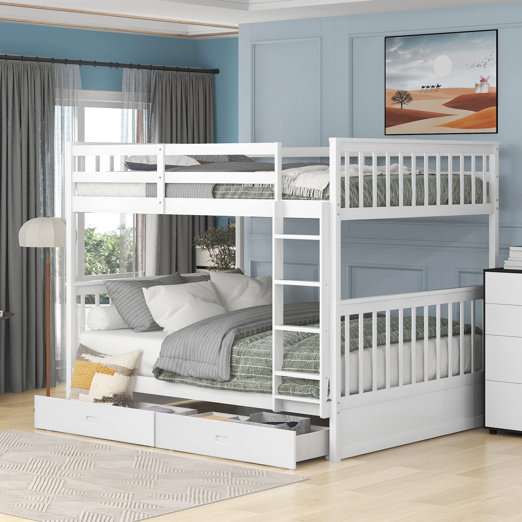 Bunk Bed with Safety Rail and Ladder
