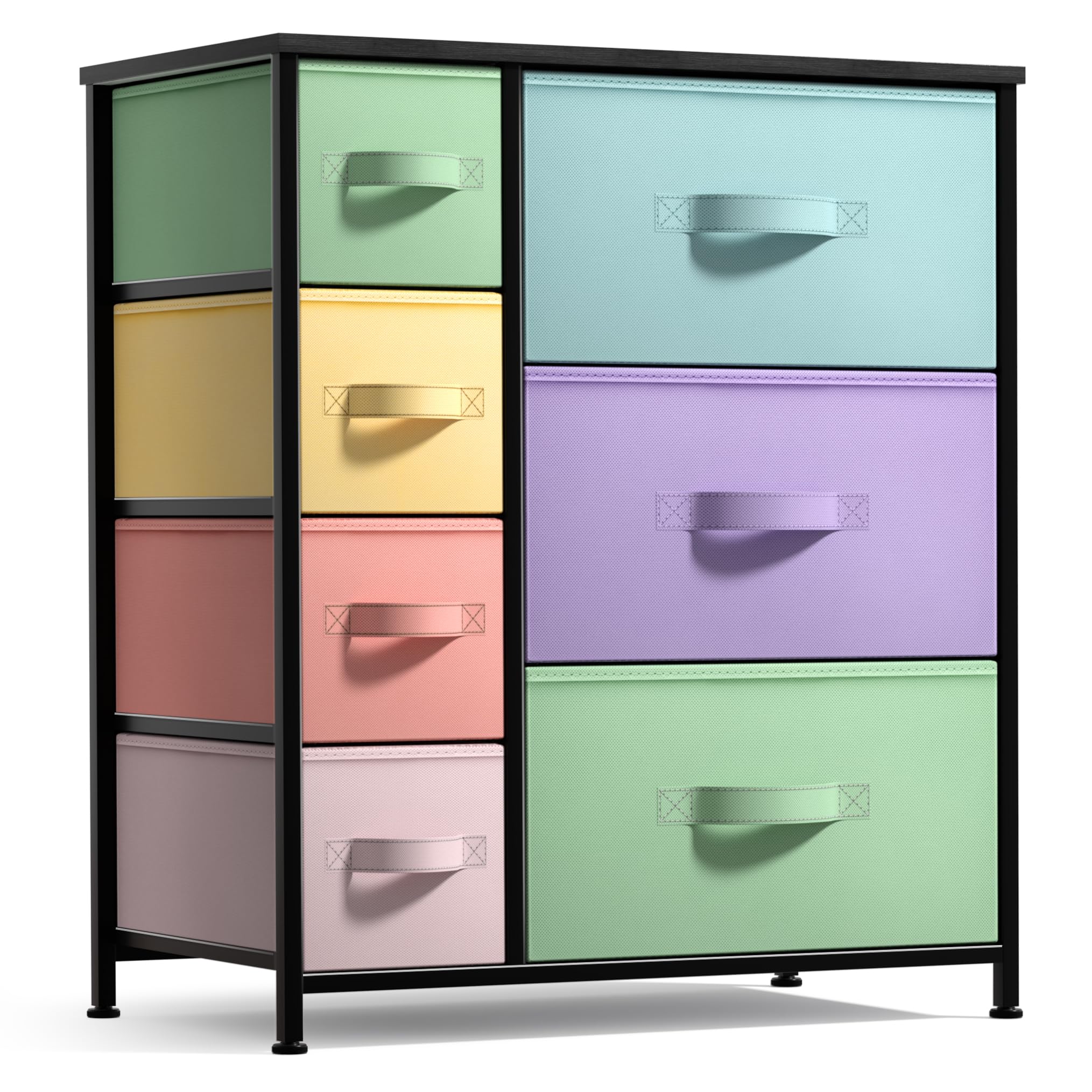 7-Drawer Dresser with Wood Top and Fabric Bins