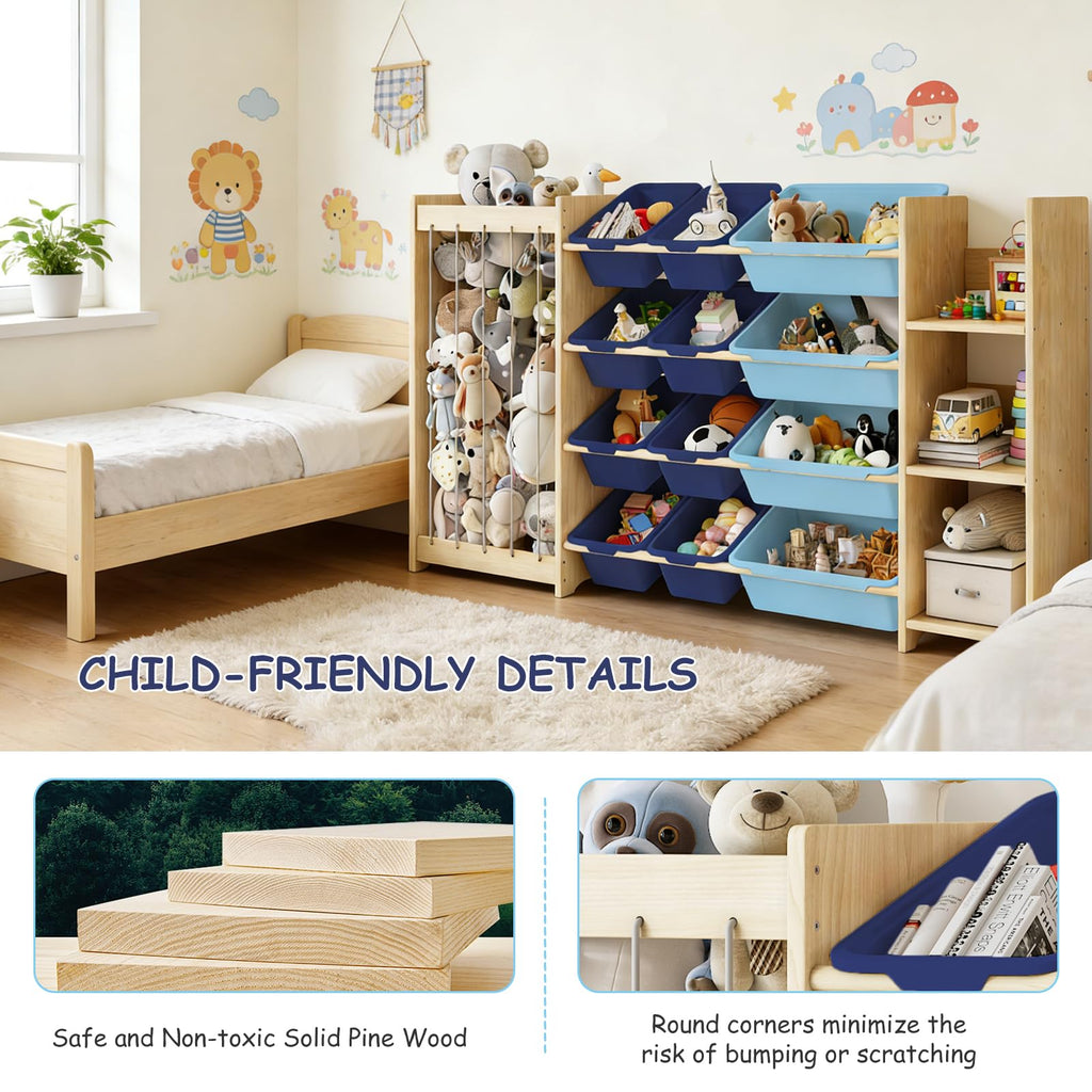 3-in-1 Toy Storage Organizer with Bookcase and Storage Bins