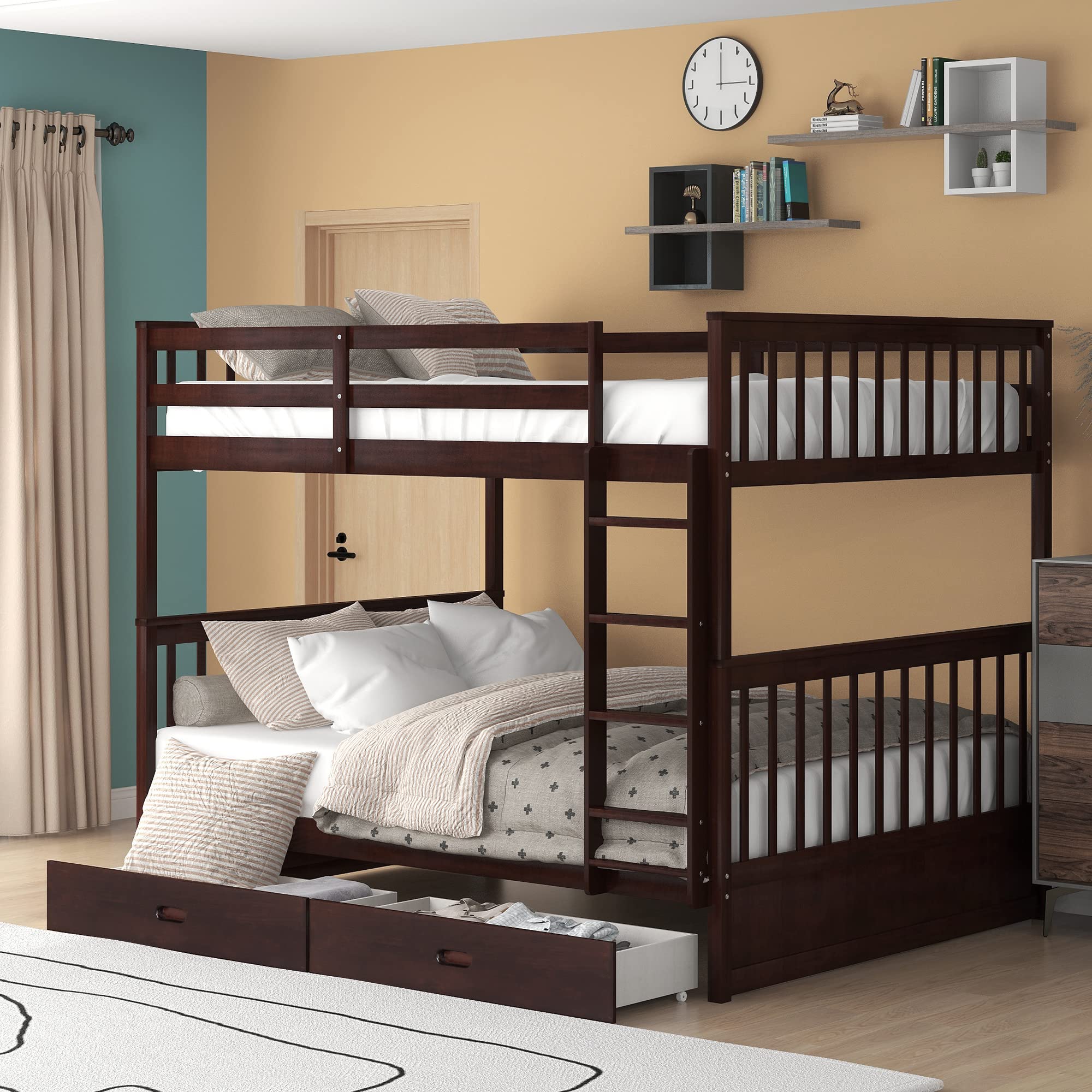 Bunk Bed with Safety Rail and Ladder