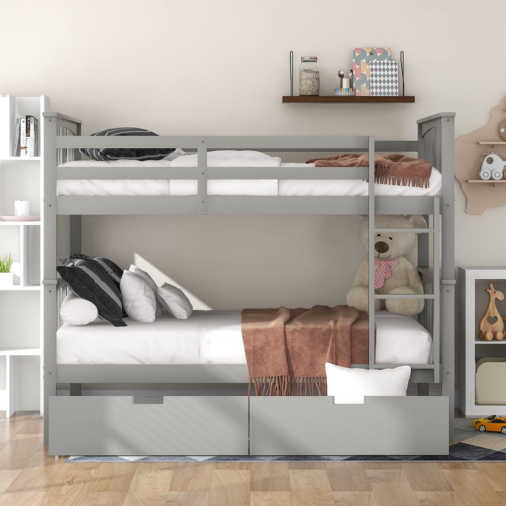 Full Over Full Bunk Bed with Storage Drawers
