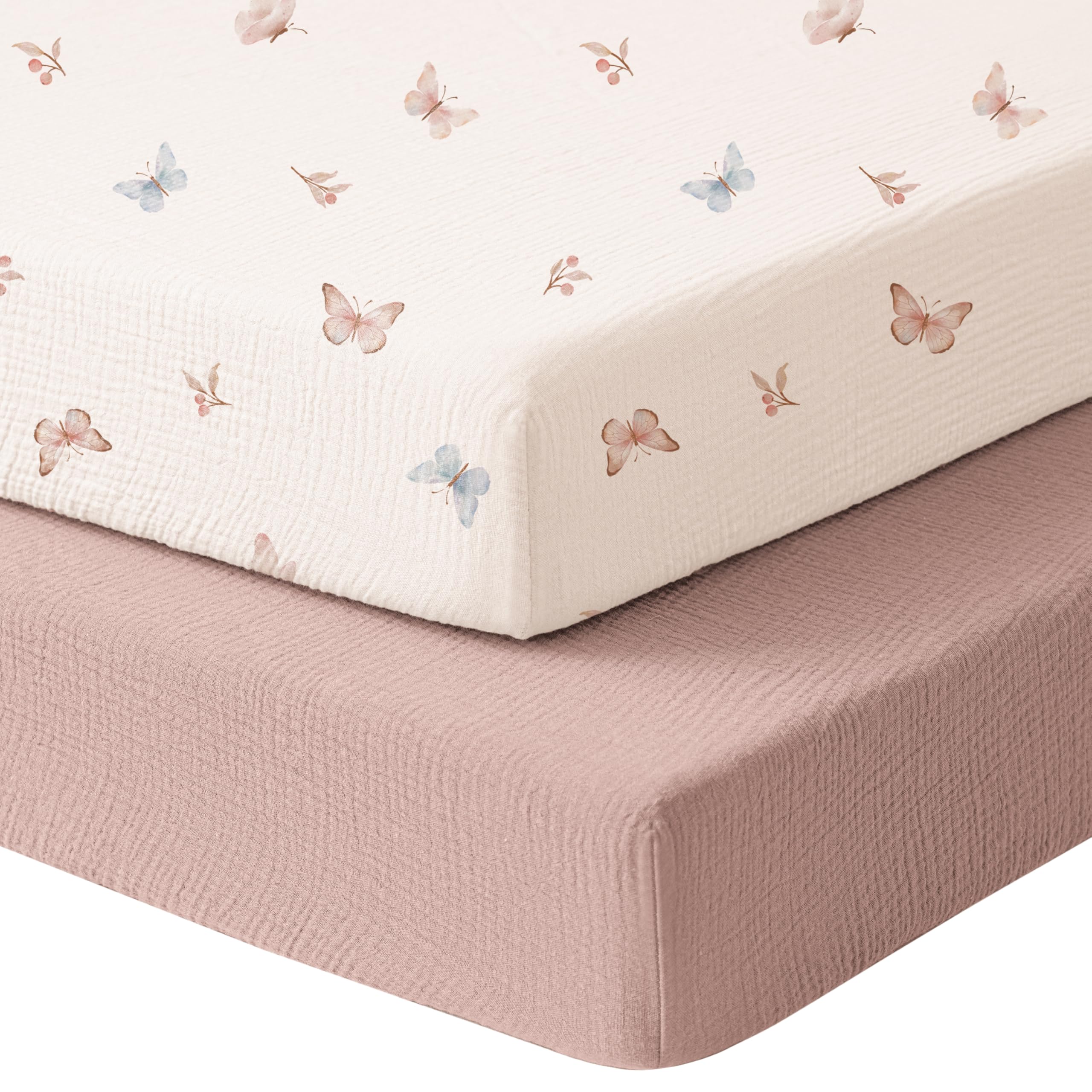 2-Pack Muslin Crib Sheets – Soft and Breathable Cotton for Standard Crib