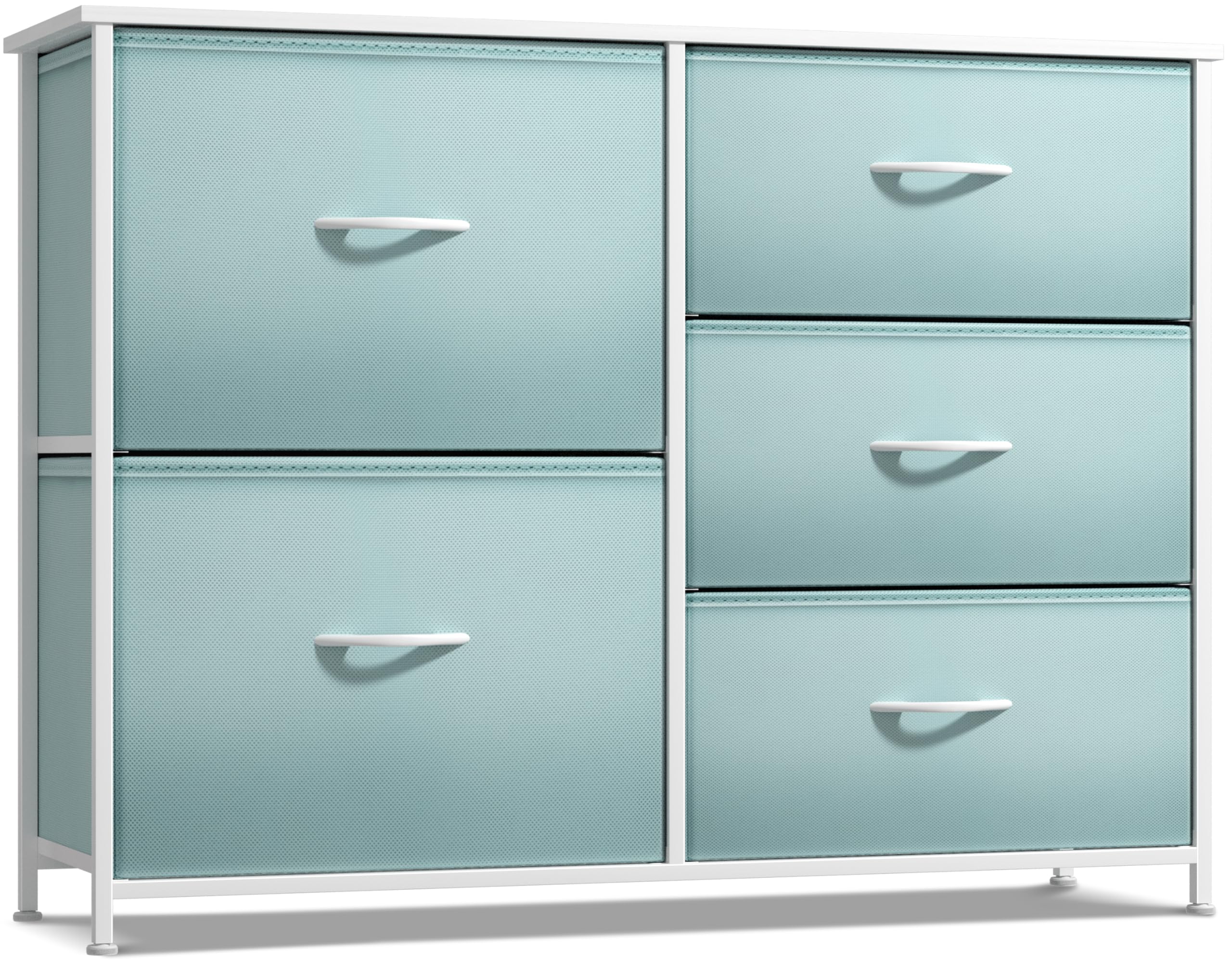 6-Drawer Storage Dresser with Wood Top and Fabric Bins