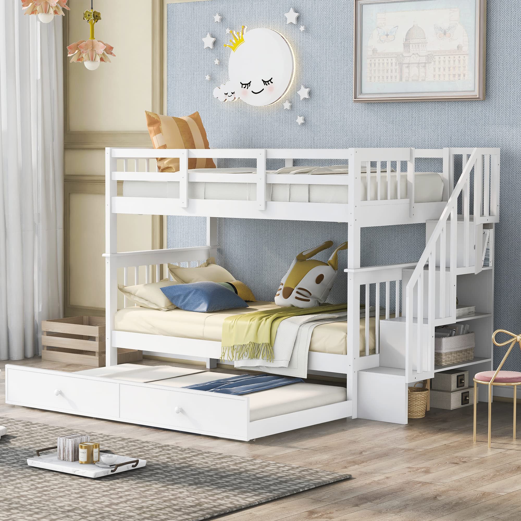 Bunk Bed with Safety Rail and Ladder