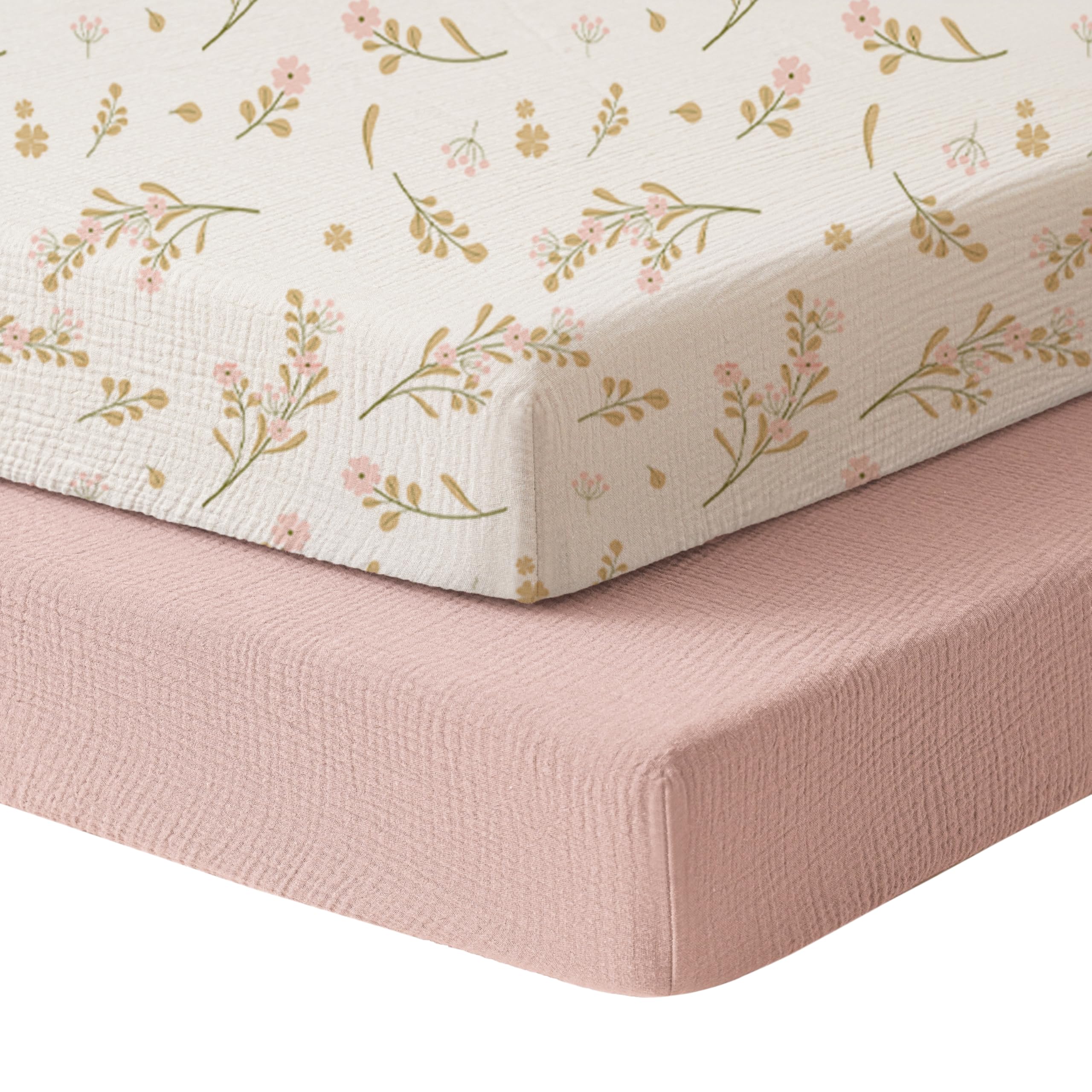 2-Pack Muslin Crib Sheets – Soft and Breathable Cotton for Standard Crib